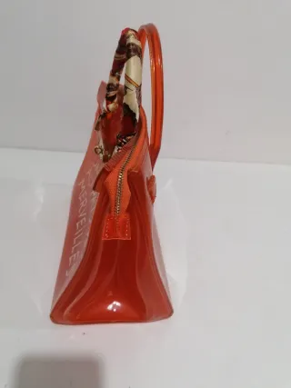 Bolso Naranja Transparente con Mensaje