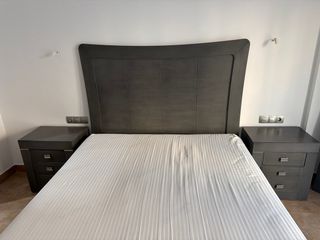 Cabecero y 2 mesillas gris antracita