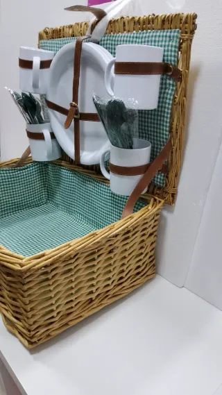 CESTA PICNIC MIMBRE COMPLETA DE ALMACÉN-ENVÍO