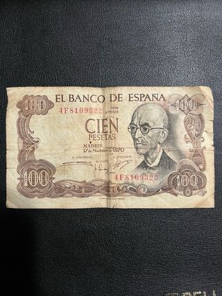 Dos Billetes 100 pesetas 17 de Noviembre de 1970