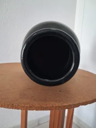 Jarron Ceramica Negro Semiantiguo 26cm