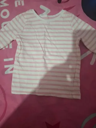 Pulover niña rayas rosa y blanco