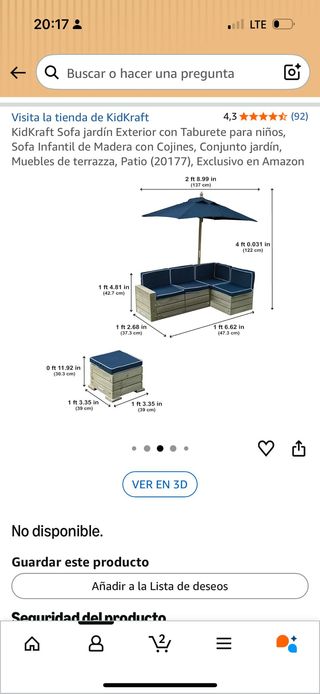 Sofá jardín infantil KidKraft con taburete