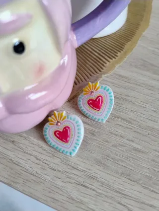Orecchini Cuore Messicano Dipinti a Mano