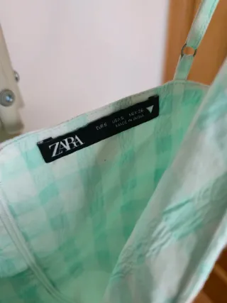 Vestido Zara cuadros verde S