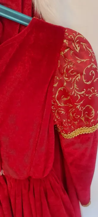 Disfraz Reina Hielo Rojo 10 años Vestido y capa