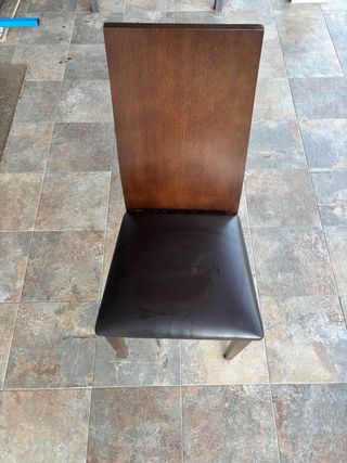 Sillas comedor madera y piel