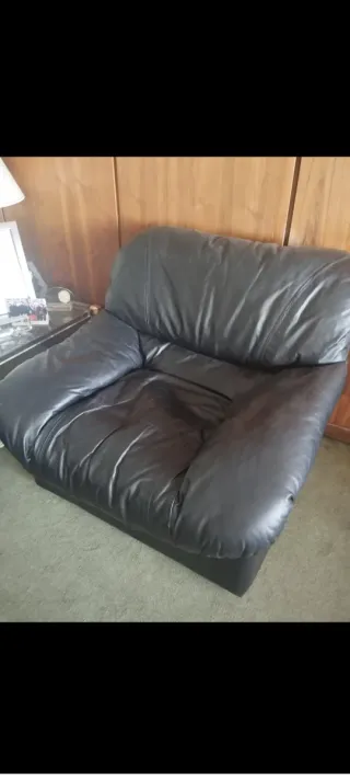 Conjunto Sofás Cuero Negro