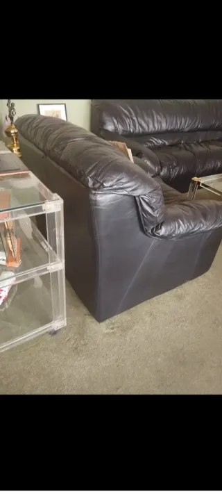 Conjunto Sofás Cuero Negro