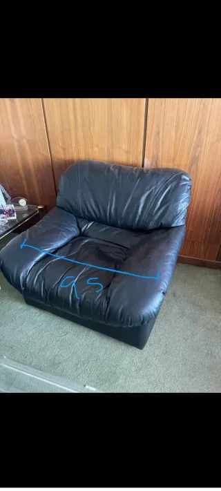 Conjunto Sofás Cuero Negro