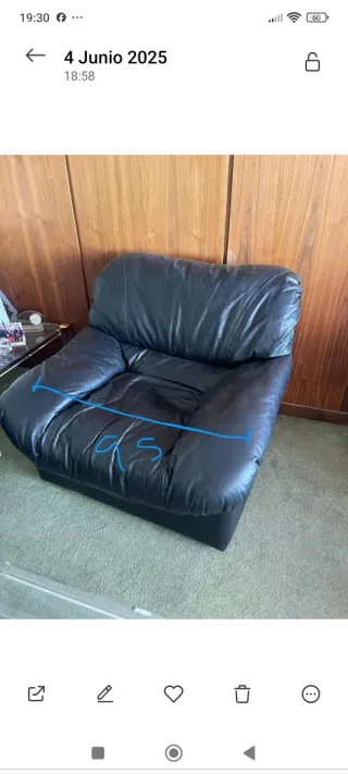 Conjunto Sofás Cuero Negro