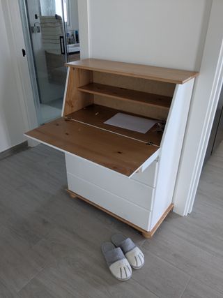 Mueble buró bureau Idimex Gomes color blanc/madera