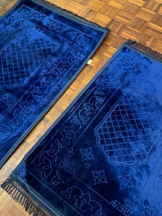 2 Tappeti Velluto Blu Nuovi 120x72