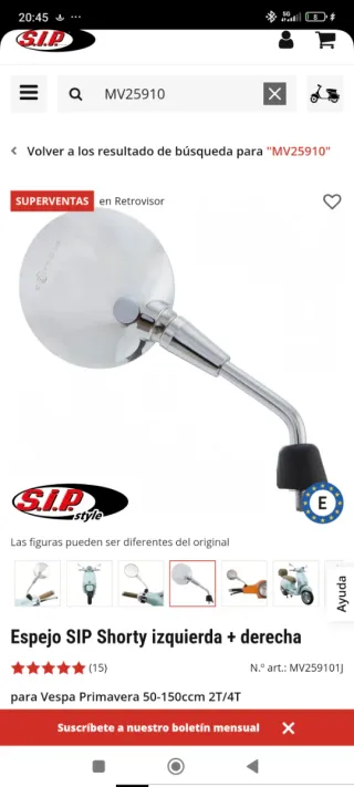 Juego Espejos Vintage Vespa Primavera