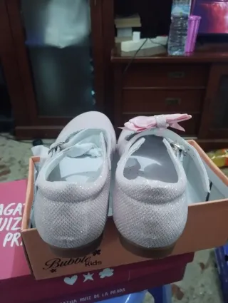 Zapatos comunión niña rosa brillantes