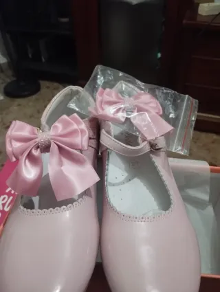 Zapatos comunión niña rosa brillantes