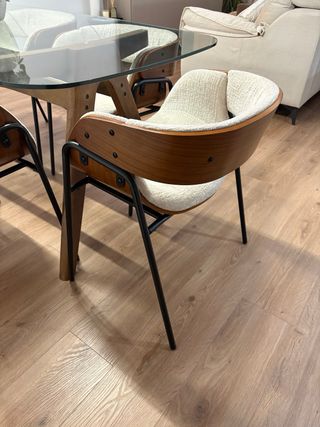 6 Sillas de Comedor de Madera y Tela Berlin