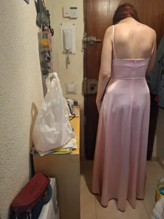 Vestido de fiesta rosa satinado