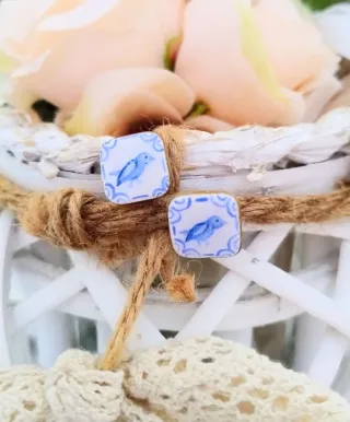 Orecchini handmade uccellino blu