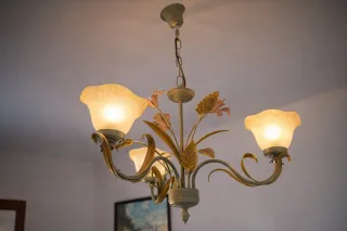 Lámpara shabby chic floral vintage 3 luces