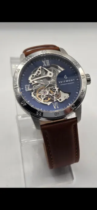 Reloj Seizmont Automático Esqueleto Azul Marrón