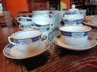 Juego de té de porcelana azul y blanco de lujo
