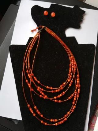 Conjunto collar y pendientes Zara naranja