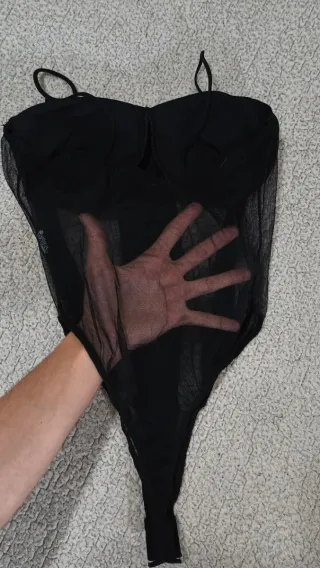 Bodysuit negro tirantes semitransparente