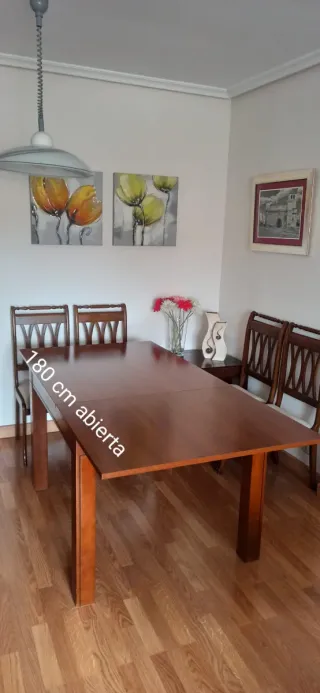 Conjunto mesa y 6 sillas de madera