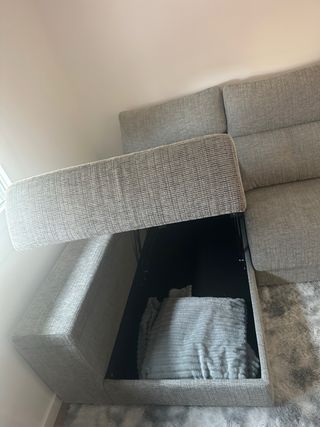 Sofá chaise longue gris tela con espumacion de 55