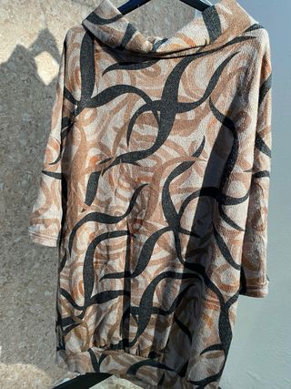 Maglia donna fantasia beige e marrone