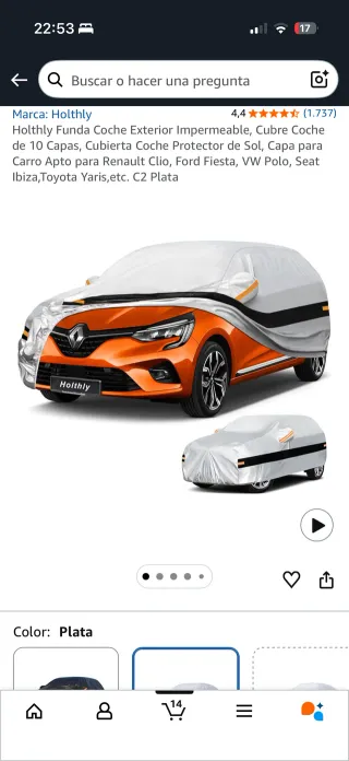 Funda Coche Holthly Exterior Plata 10 Capas