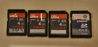 4 Tarjetas SD 4GB Kingston y SanDisk Perfectas