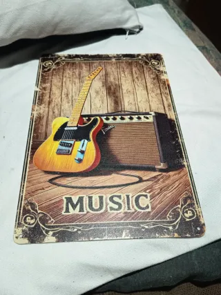Placa Metálica Guitarra y Amplificador