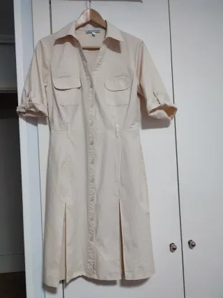 Vestido camisero beige de algodón