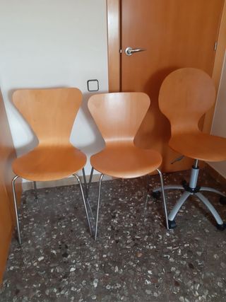 3 Sillas madera y metal
