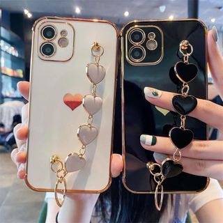 Funda móvil con colgante de corazones