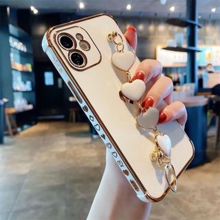 Funda móvil con colgante de corazones