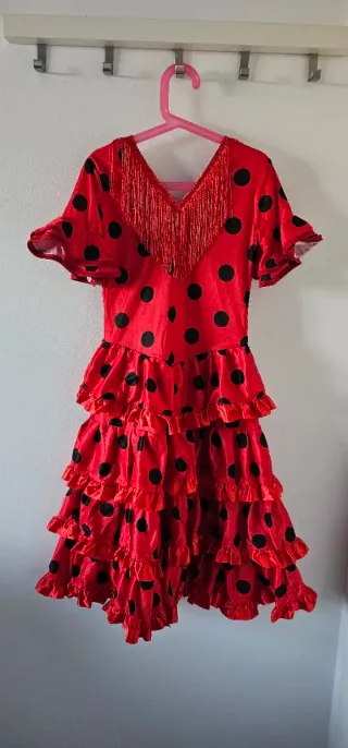 Disfraz Flamenca Niña Rojo Lunares de 8 a 9 años
