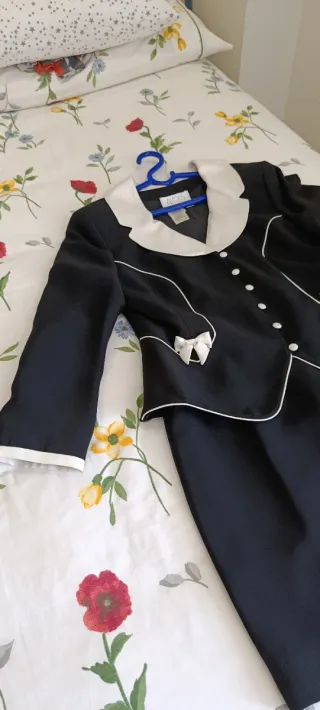 Traje de chaqueta negro y blanco Talla 46