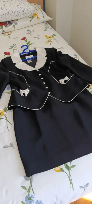 Traje de chaqueta negro y blanco Talla 46