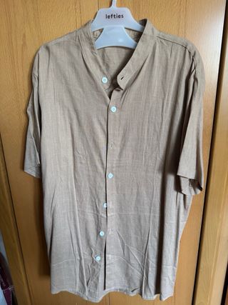 Camisas verano lino beige + azul, estilo casual, o