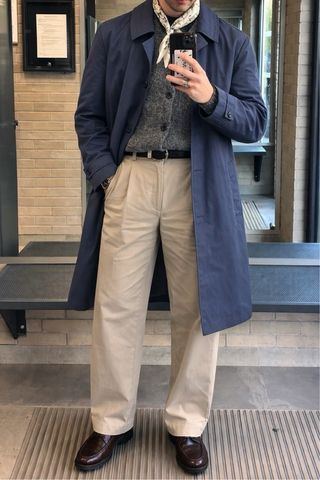 Gabardina azul vintage