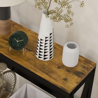 Consola De Entrada Con Toma De Corriente Y USB, Mesa Consola Ahorra Espacio De 2 Niveles En Estilo Industrial De Madera Y Acero, 100X24X75Cm, Marrón