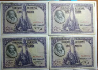 Lotto 4 banconote 100 Pesetas Spagna 1928