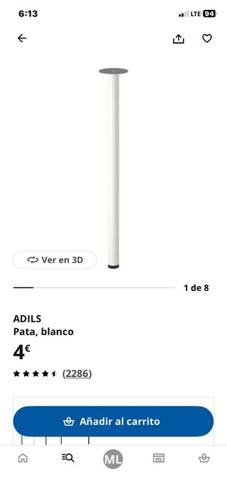 Patas de escritorio metálicas blancas Ikea