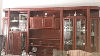 Mueble de salón modular madera y cristal