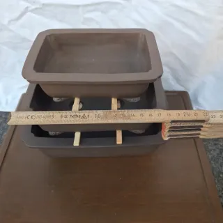 Tris vasi bonsai in terracotta