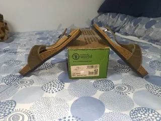 Chanclas Natural World Talla 41 Marrón/Amarillo