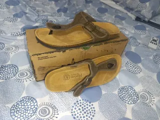 Chanclas Natural World Talla 41 Marrón/Amarillo